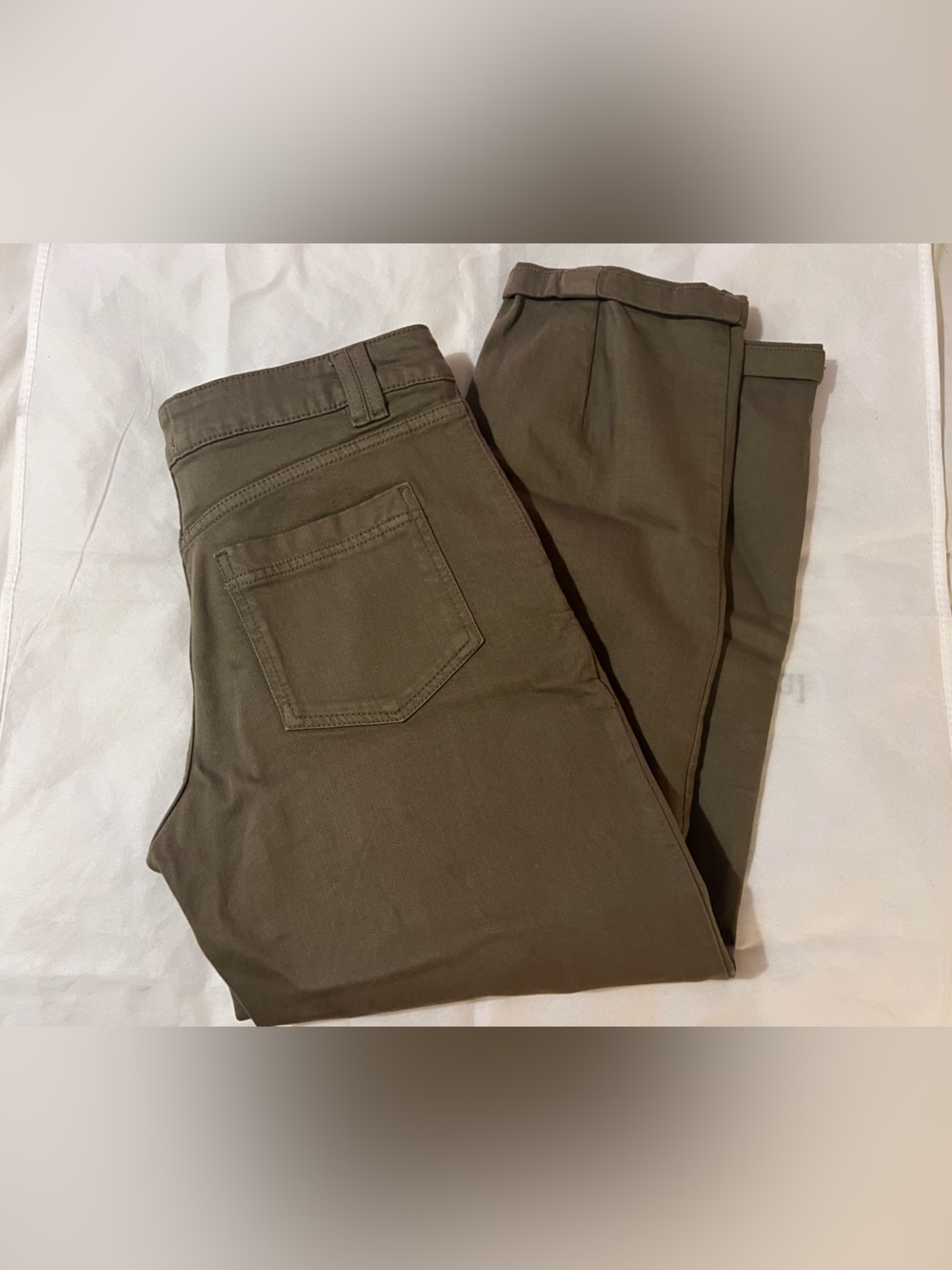 Sezane manu trousers olive green straight leg cropped pants size 38 or 6 USA - Picture 10 of 14